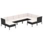 Preview: 9-tlg. Garten-Lounge-Set mit Auflagen Poly Rattan Schwarz