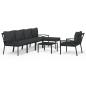 Preview: 7-tlg. Garten-Lounge-Set mit Grauen Kissen Stahl