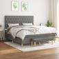Preview: ARDEBO.de - Boxspringbett mit Matratze Dunkelgrau 160x200 cm Stoff