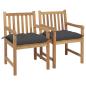 Preview: ARDEBO.de - Gartenst?hle 2 Stk. mit Anthrazit Kissen Massivholz Teak
