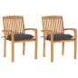 Preview: ARDEBO.de - Gartenst?hle 2 Stk. mit Anthrazit Kissen Massivholz Teak