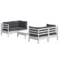 Preview: 5-tlg. Garten-Lounge-Set mit Anthrazit Kissen Kiefernholz