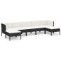 Preview: 7-tlg. Garten-Lounge-Set mit Auflagen Poly Rattan Schwarz