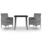 Preview: 3-tlg. Garten-Essgruppe mit Auflagen Poly Rattan und Glas