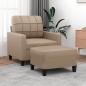 Preview: ARDEBO.de - Sessel mit Hocker Cappuccino-Braun 60 cm Kunstleder