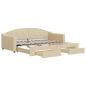 Preview: Tagesbett Ausziehbar mit Schubladen Creme 90x200 cm Stoff