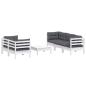 Preview: 6-tlg. Garten-Lounge-Set mit Anthrazit Kissen Kiefernholz