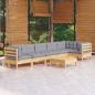 Preview: ARDEBO.de - 7-tlg. Garten-Lounge-Set mit Grauen Kissen Kiefernholz