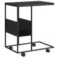 Preview: Beistelltisch mit Rollen Schwarz 55x36x63,5 cm Holzwerkstoff