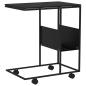 Preview: Beistelltisch mit Rollen Schwarz 55x36x63,5 cm Holzwerkstoff