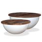 Preview: ARDEBO.de - 2-tlg. Couchtisch-Set Altholz Massiv Wei? Schalenform