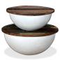 Preview: 2-tlg. Couchtisch-Set Altholz Massiv Wei? Schalenform