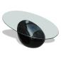 Preview: Couchtisch mit Ovaler Glasplatte Hochglanz Schwarz