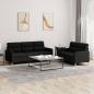 Preview: ARDEBO.de - 2-tlg. Sofagarnitur mit Kissen Schwarz Stoff