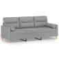 Preview: 3-Sitzer-Sofa mit Zierkissen Hellgrau 180 cm Stoff