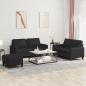 Preview: ARDEBO.de - 3-tlg. Sofagarnitur mit Kissen Schwarz Kunstleder