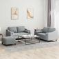 Preview: ARDEBO.de - 3-tlg. Sofagarnitur mit Kissen Hellgrau Stoff