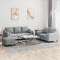 Preview: ARDEBO.de - 3-tlg. Sofagarnitur mit Kissen Hellgrau Stoff