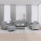 Preview: ARDEBO.de - 4-tlg. Sofagarnitur mit Kissen Hellgrau Stoff