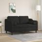 Preview: ARDEBO.de - 2-Sitzer-Sofa mit Zierkissen Schwarz 120 cm Stoff