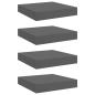 Preview: Schweberegale 4 Stk. Hochglanz-Grau 23x23,5x3,8 cm MDF