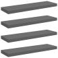 Preview: Schweberegale 4 Stk. Hochglanz-Grau 80x23,5x3,8 cm MDF