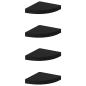 Preview: Eck-Schweberegale 4 Stk. Schwarz 25x25x3,8 cm MDF
