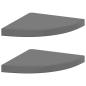 Preview: Eck-Schweberegale 2 Stk. Hochglanz-Grau 35x35x3,8 cm MDF