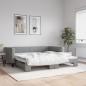 Preview: ARDEBO.de - Tagesbett Ausziehbar Hellgrau 100x200 cm Stoff