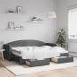 Preview: ARDEBO.de - Tagesbett Ausziehbar mit Schubladen Dunkelgrau 80x200 cm Stoff