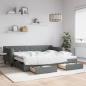 Preview: ARDEBO.de - Tagesbett Ausziehbar mit Schubladen Dunkelgrau 90x200 cm Stoff