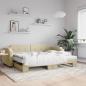 Preview: ARDEBO.de - Tagesbett Ausziehbar Creme 100x200 cm Stoff