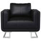 Preview: Würfel-Sessel mit Verchromten Beinen Schwarz Kunstleder