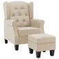Preview: Sessel mit Fußhocker Creme Stoff