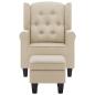 Preview: Sessel mit Fußhocker Creme Stoff