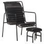 Preview: Relaxsessel mit Fu?hocker Schwarz Echtleder