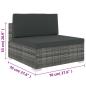 Preview: Mittelsofa mit Kissen Modular Poly Rattan Grau
