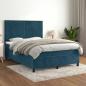 Preview: ARDEBO.de - Boxspringbett mit Matratze Dunkelblau 140x200 cm Samt