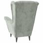 Preview: Ohrensessel mit Hocker Hellgrau Samt