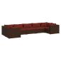Preview: 7-tlg. Garten-Lounge-Set mit Kissen Poly Rattan Braun