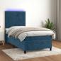 Preview: ARDEBO.de - Boxspringbett mit Matratze & LED Dunkelblau 80x200 cm Samt