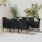 Preview: ARDEBO.de - 9-tlg. Garten-Essgruppe Poly Rattan Schwarz