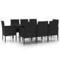 Preview: 9-tlg. Garten-Essgruppe Poly Rattan Schwarz