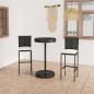 Preview: ARDEBO.de - 3-tlg. Gartenbar-Set mit Kissen Poly Rattan Schwarz