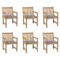 Preview: ARDEBO.de - Gartenstühle 6 Stk. Graue Karomuster-Kissen Massivholz Teak