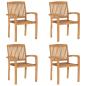 Preview: Stapelbare Gartenstühle mit Kissen 4 Stk. Massivholz Teak