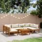 Preview: ARDEBO.de - 7-tlg. Garten-Lounge-Set mit Creme Kissen Massivholz Akazie