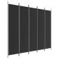 Preview: 5-tlg. Paravent Schwarz 250x220 cm Stoff