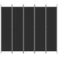 Preview: 5-tlg. Paravent Schwarz 250x220 cm Stoff