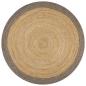 Preview: ARDEBO.de - Teppich Handgefertigt Jute mit Grauem Rand 150 cm